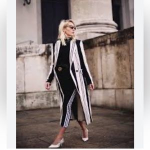 Rare Zara Striped Linen Blend Coat Medium Blogger favorite!! Perfect for Fall